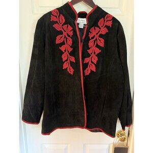 Linea by Louis Dell'olio Vintage 100% Leather Black And Red Jacket Size 1x